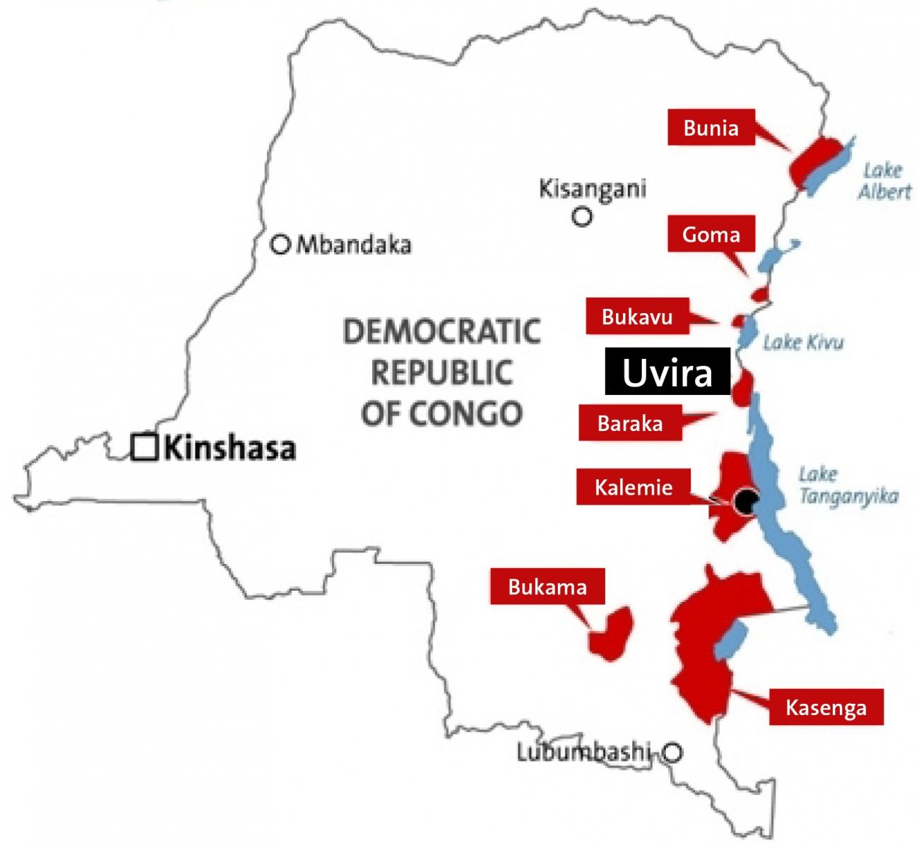 Zones sources de choléra en République Démocratique du Congo