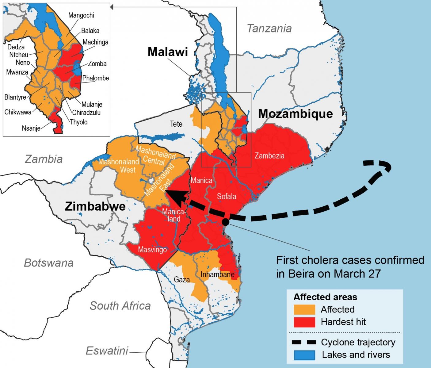Tropical Cyclone Idai strikes Mozambique, Zimbabwe and Malawi